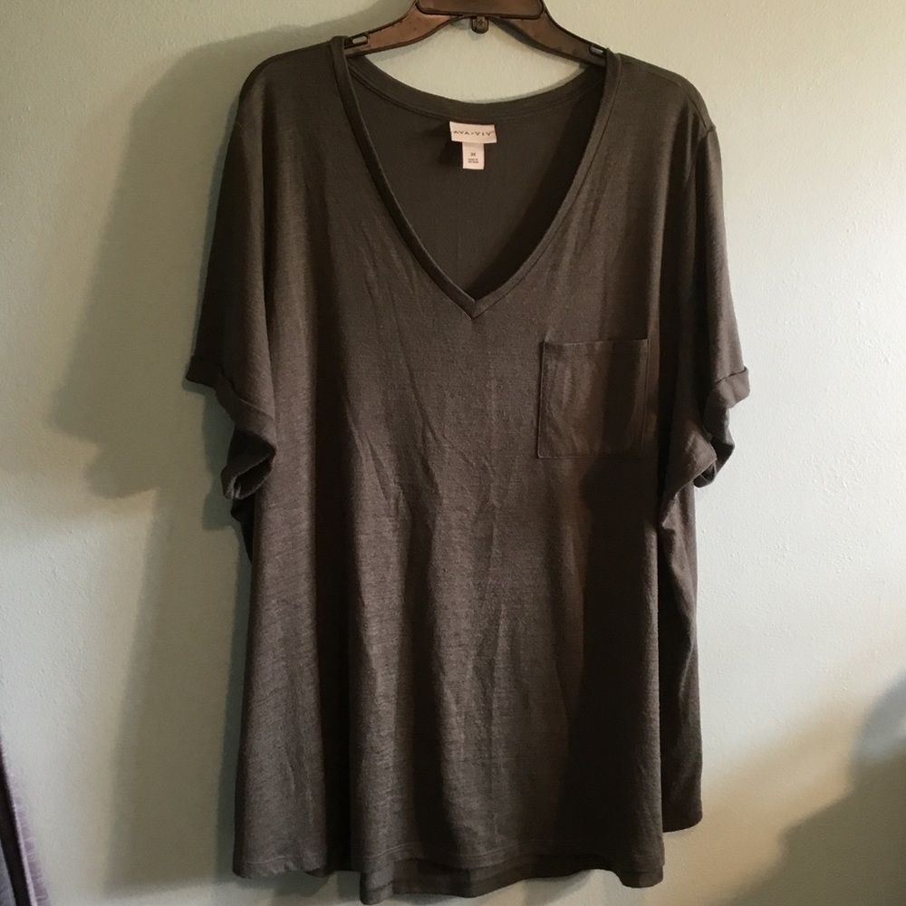 Ava & Viv Dark Green V-Neck Tee
